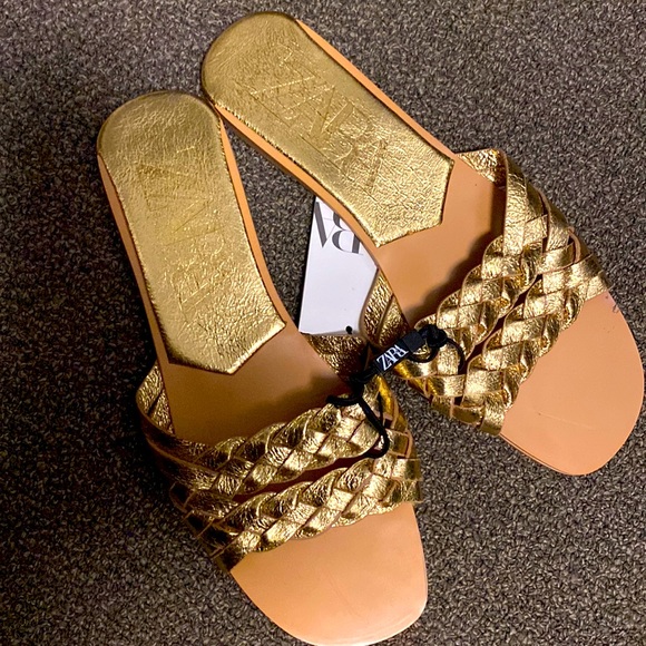 Zara Shoes Soldzara Gold Metallic Flats Poshmark